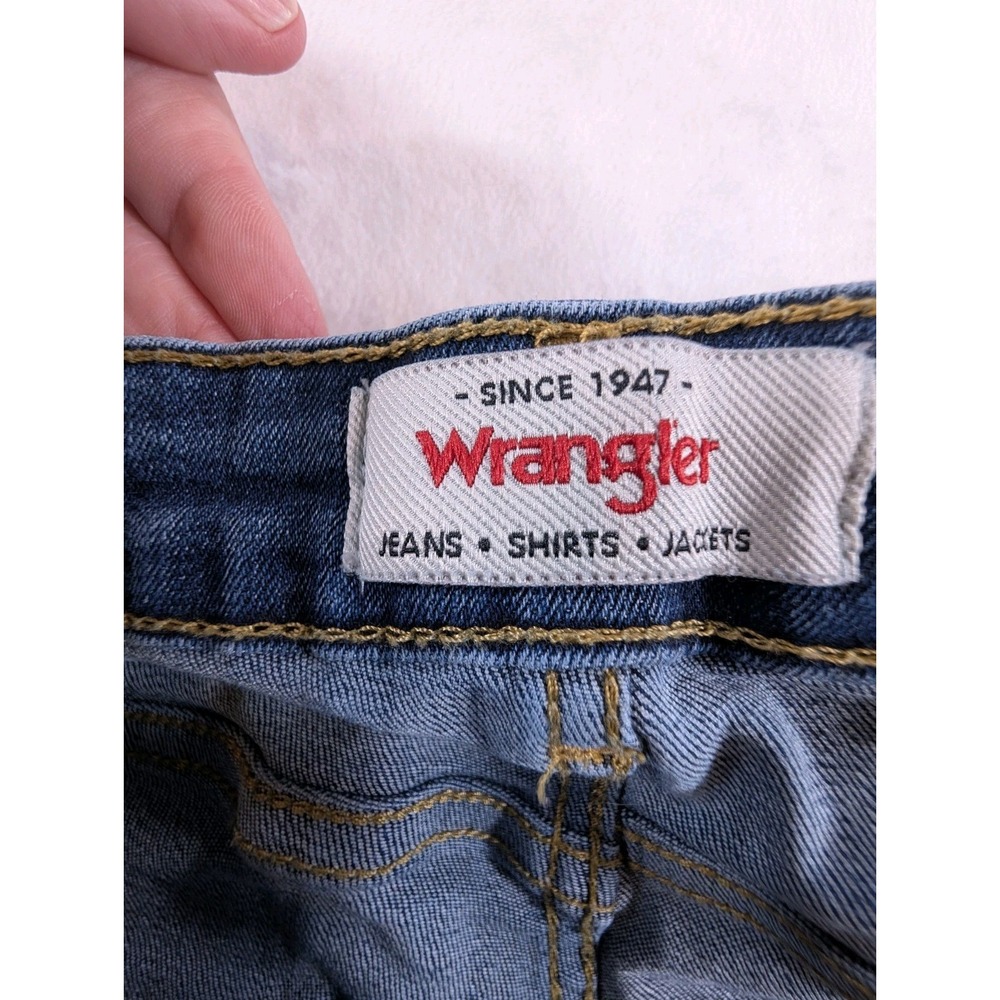 Wrangler Women's High Rise Bold Boot Medium Wash Size 8 Leather Patch Western - Picture 11 of 13